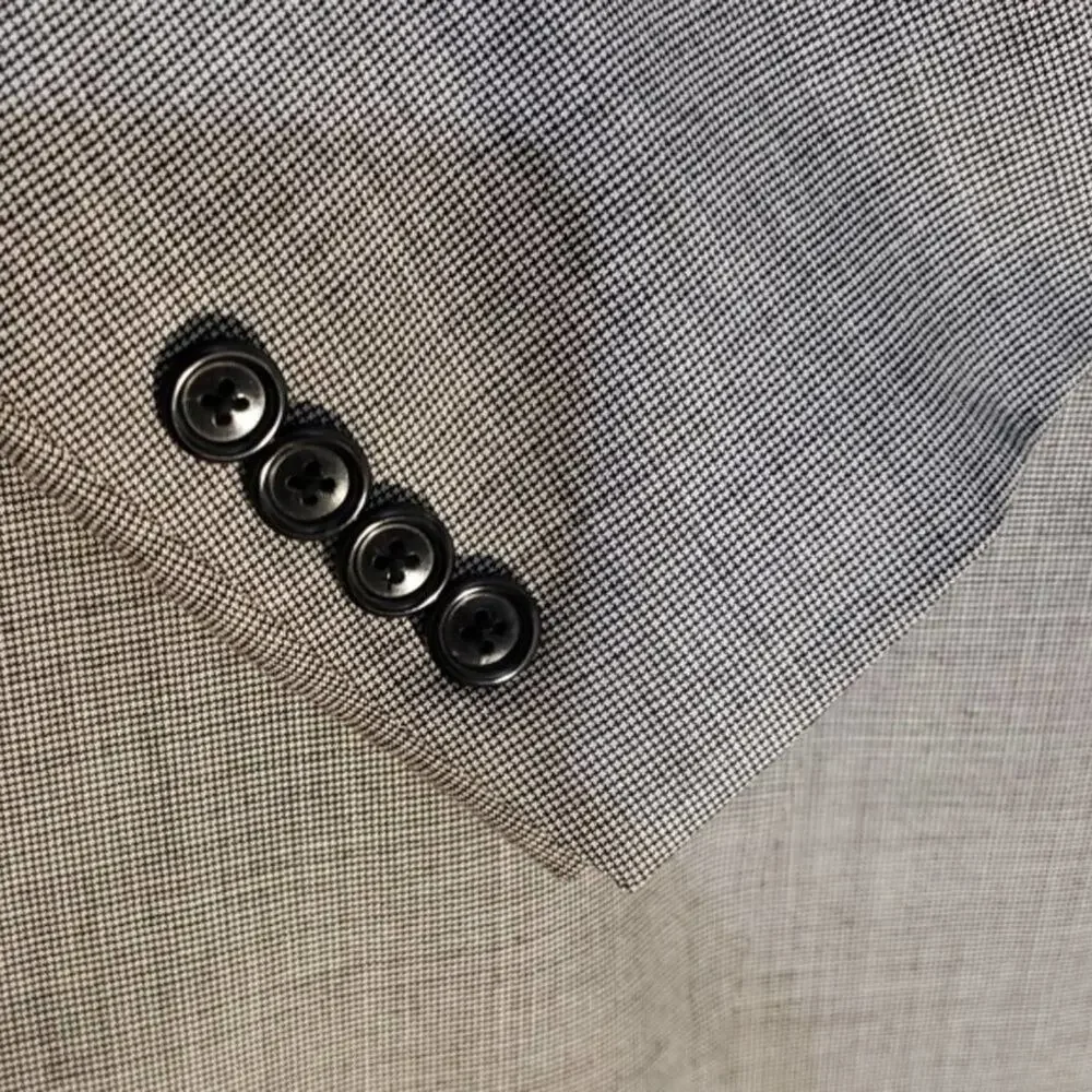 Jos A Bank Mens Blazer 38R Grey 100% Wool Micro Check 2 Button Sport Coat